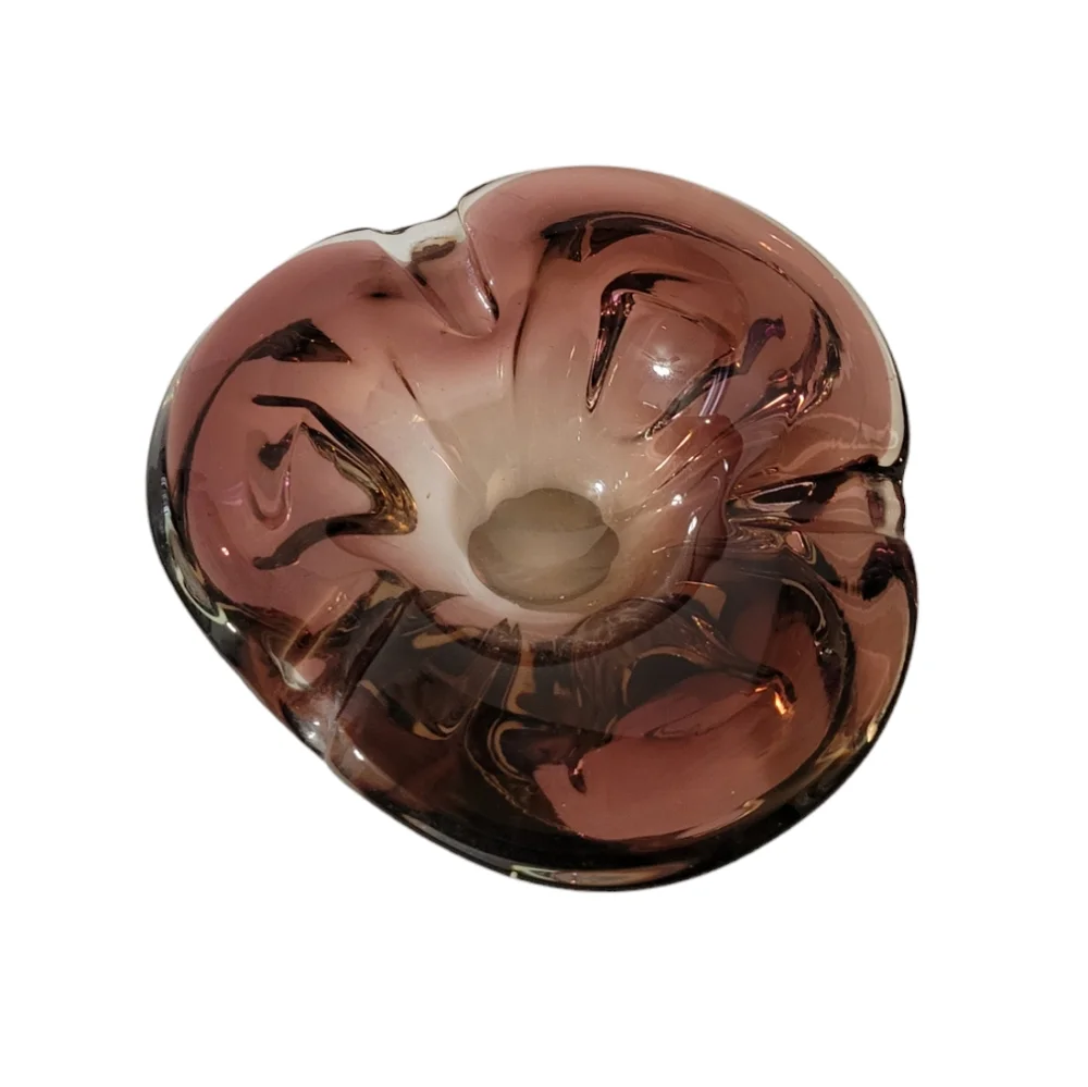 Art Glass Murano Ashtray Candy Dish Plum Amethyst
